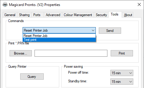 به Control Panel > Devices and Printers بروید
روی آیکون چاپگر پرونتو خود کلیک راست کرده و Printer Properties را انتخاب کنید
در تب Tools: Test print را انتخاب کنید.