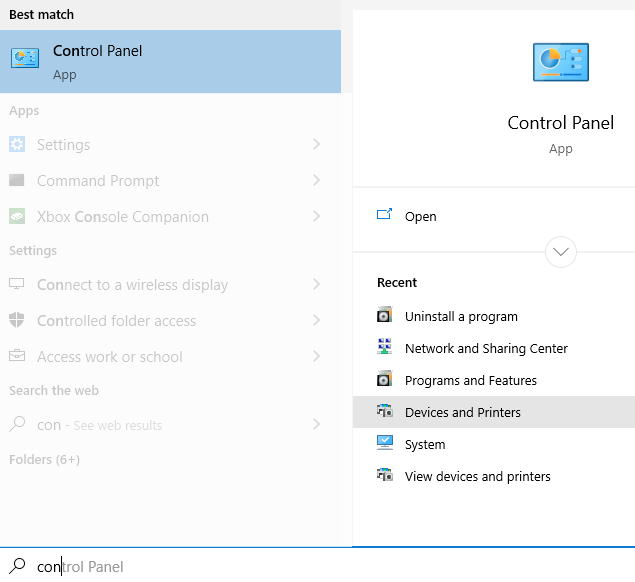 کنترل پنل > مشاهده دستگاه ها و چاپگرها